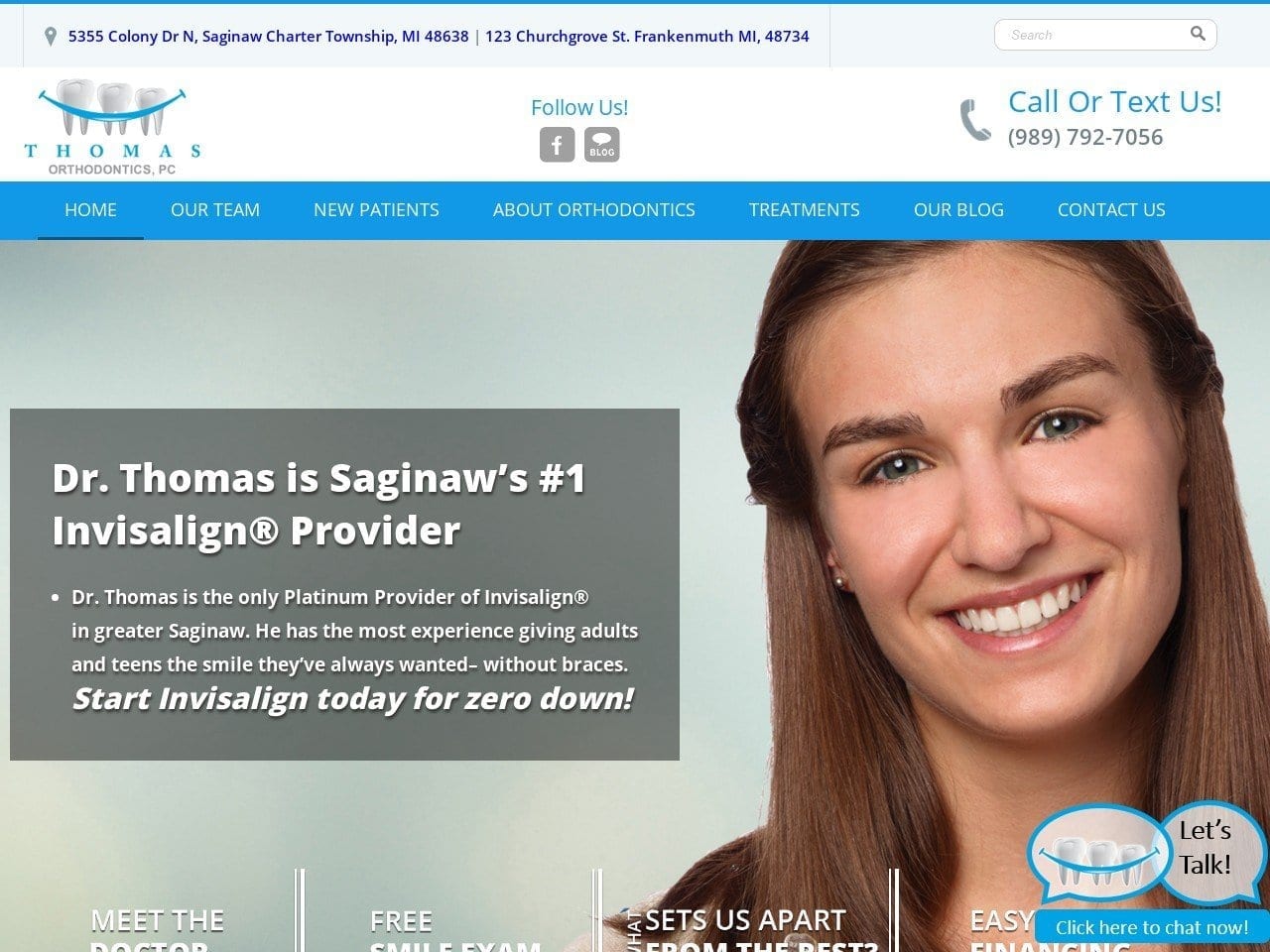 Thomas Orthodontics P.C. Website Screenshot from saginawortho.com