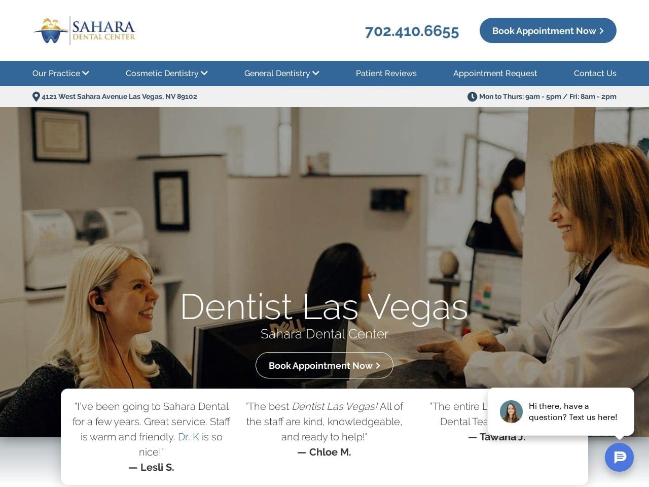 Sahara Dental Las Vegas Website Screenshot from saharadental.com