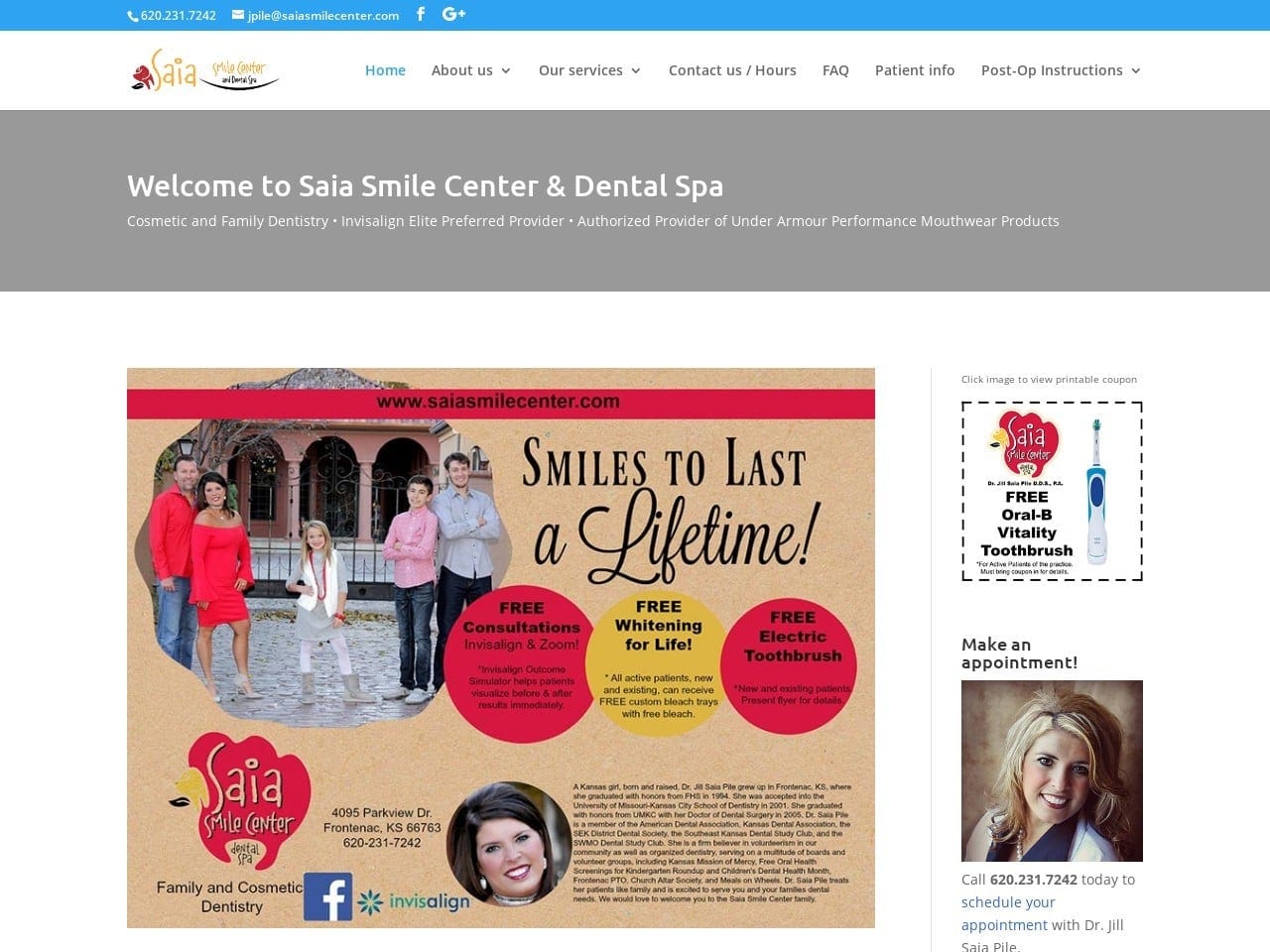 Saia Smile Center Website Screenshot from saiasmilecenter.com