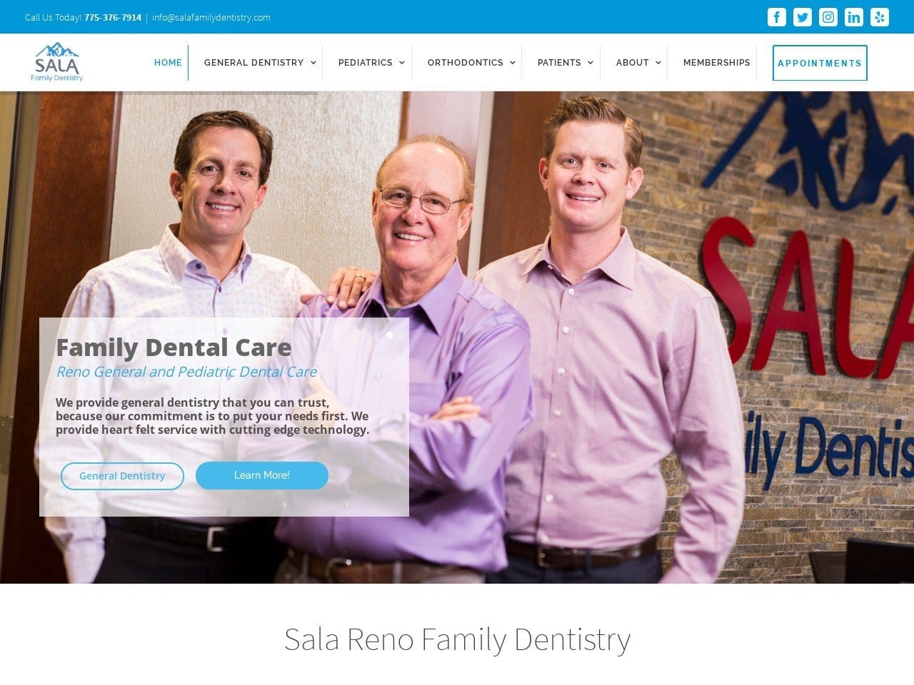 Dr. Jason L. Sala DMD Website Screenshot from salafamilydentistry.com