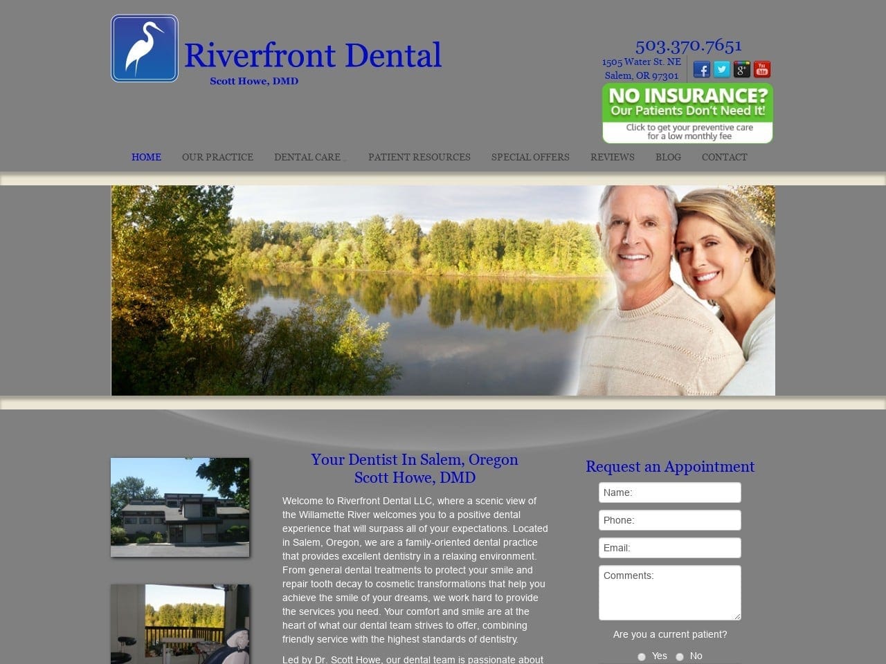 Riverfront Dental Website Screenshot from salemriverfrontdental.com