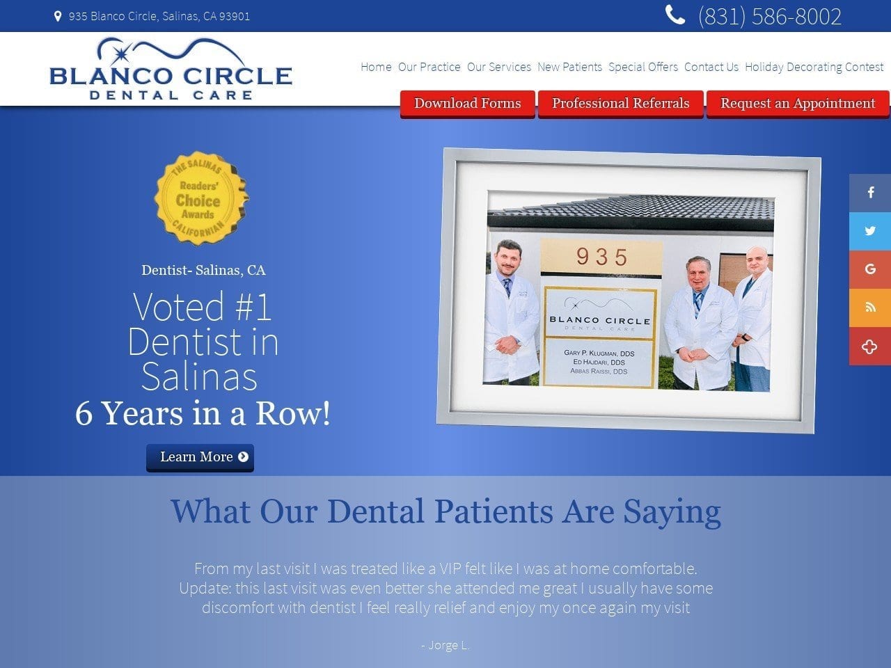 Blanco Circle Dental Care Klugman Gary P DDS Website Screenshot from salinasdental.com