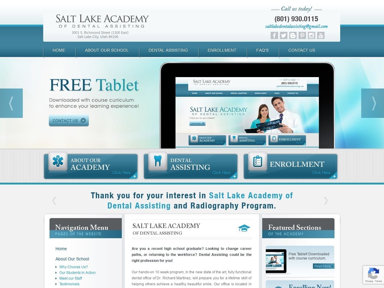 Salt Lake Academy of Dental Assisting Website Screenshot from saltlakedentalassisting.com