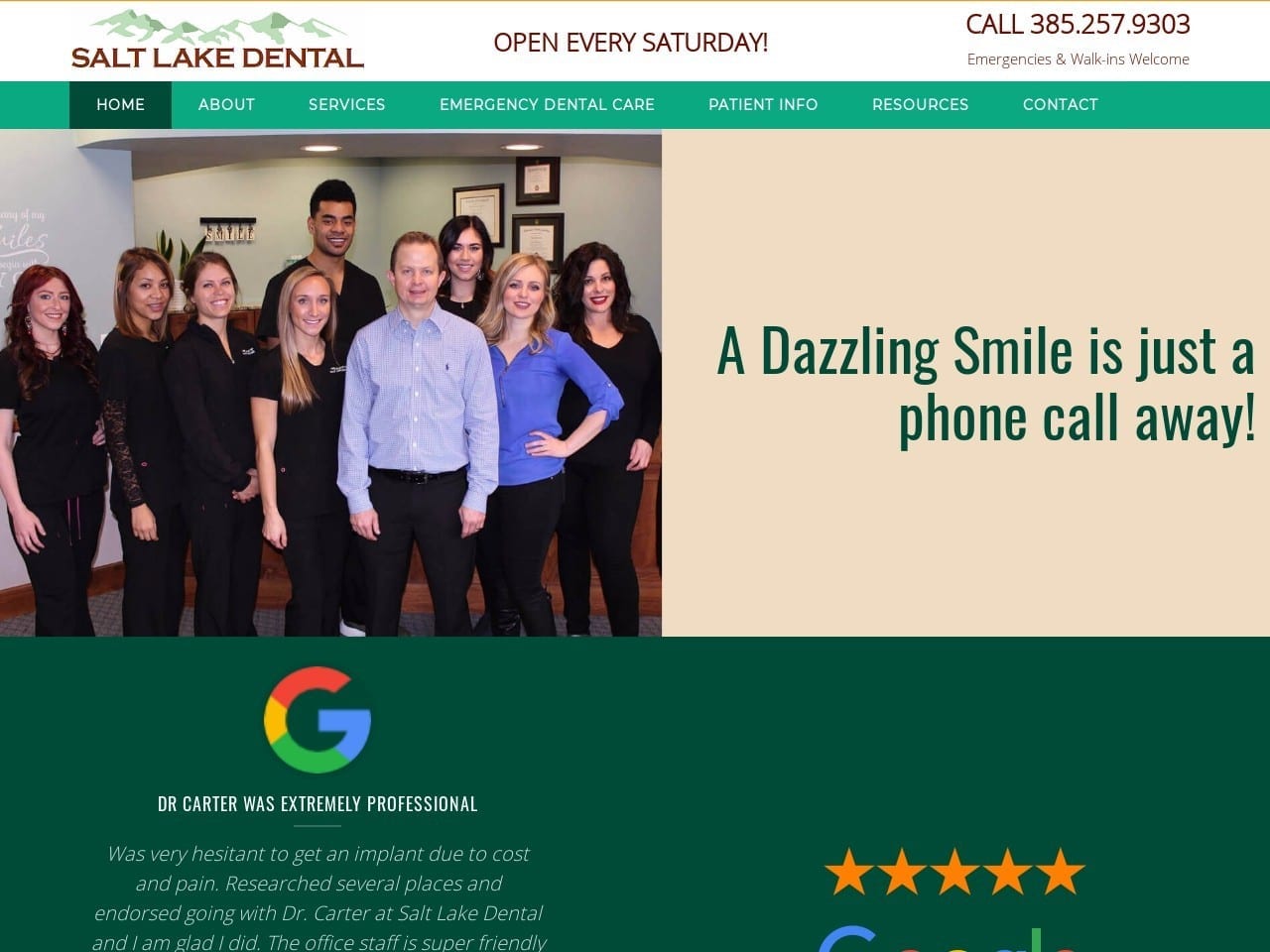 Salt Lake Dental Website Screenshot from saltlakedentaloffice.com