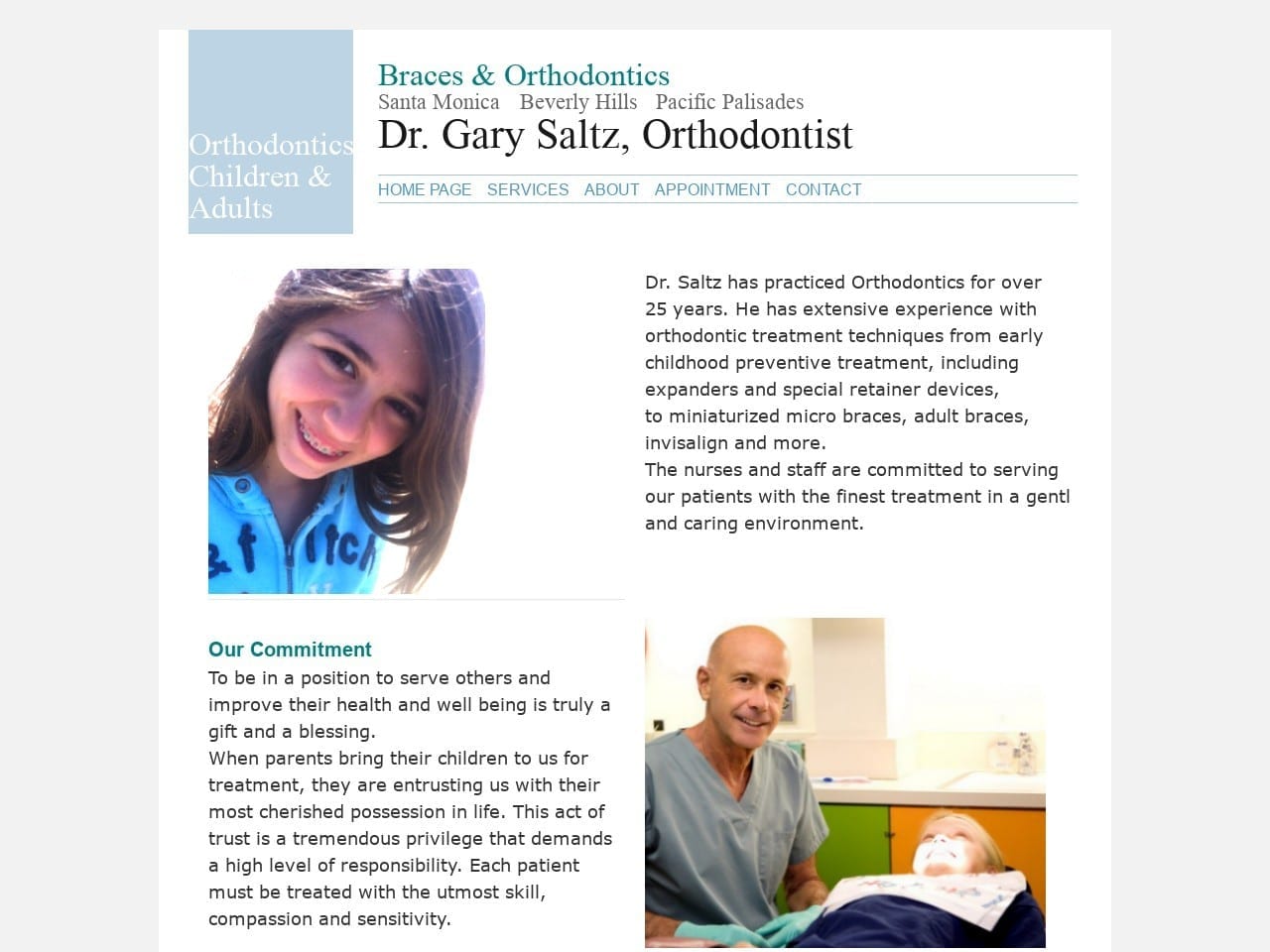 Dr. Gary Saltz ORTHODONTIST Website Screenshot from saltzortho.com