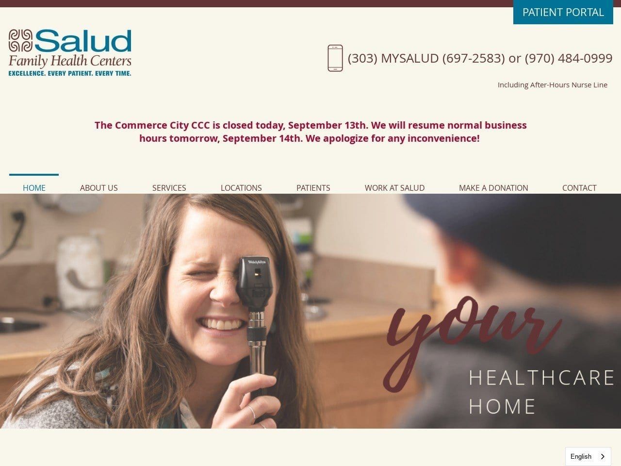 Salud Family Health Center Website Screenshot from saludclinic.org