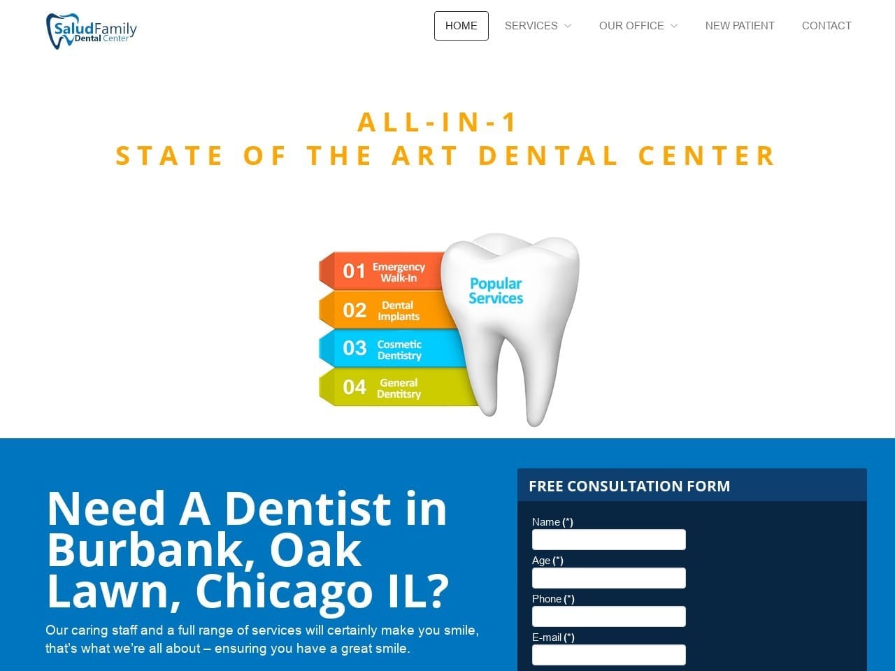 Salud Family Dental Center Website Screenshot from saludfamilydental.com