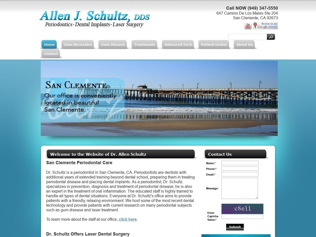 Allen J. Schultz DDS Website Screenshot from sanclementeperiodontist.com