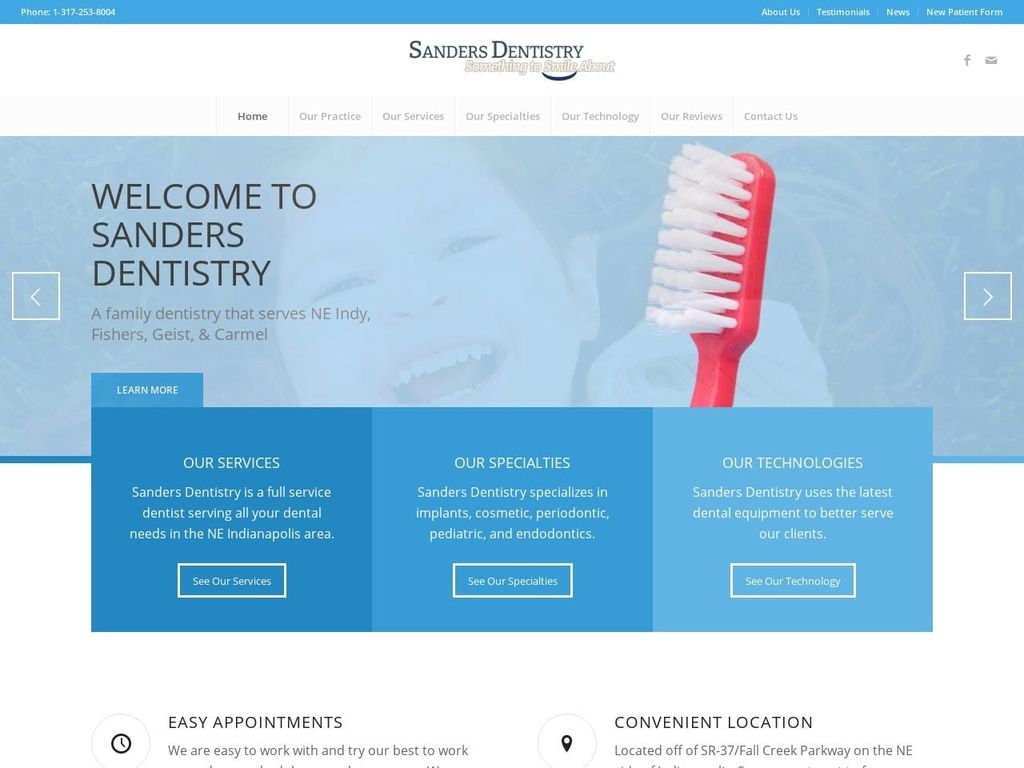 Sanders Dentistry Website Screenshot from sandersdentistry.net