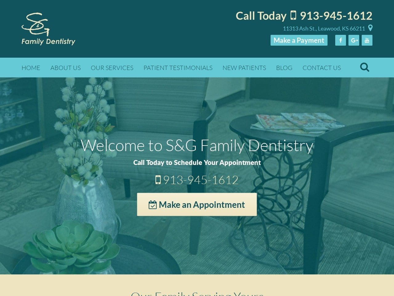 S & G Family Dentistry Website Screenshot from sandgfamilydentistry.com