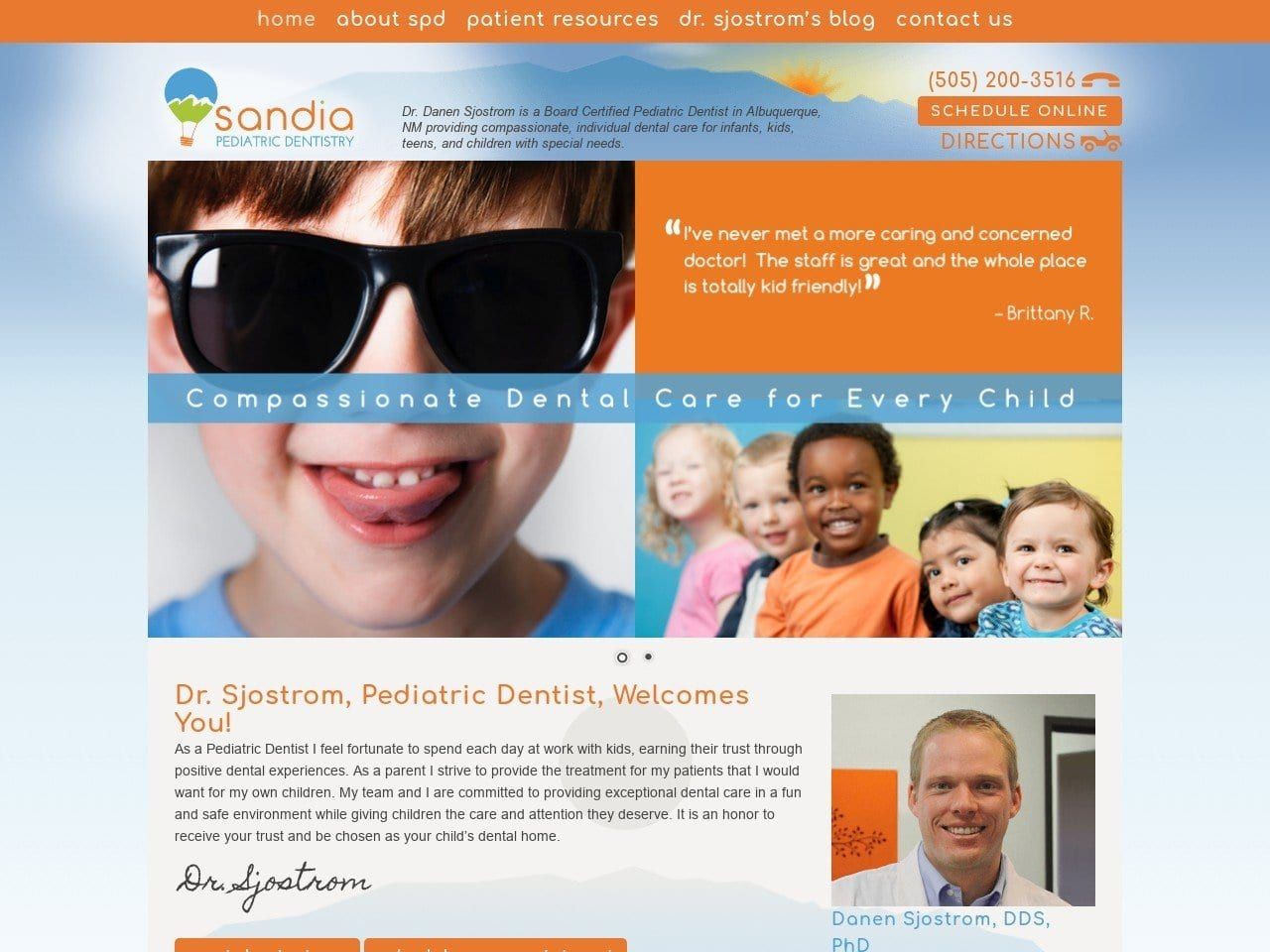 Sandia Pediatric Dentist Website Screenshot from sandiapediatricdentistry.com