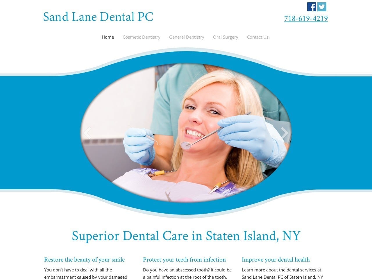 Sand Lane Dental Website Screenshot from sandlanedental.com