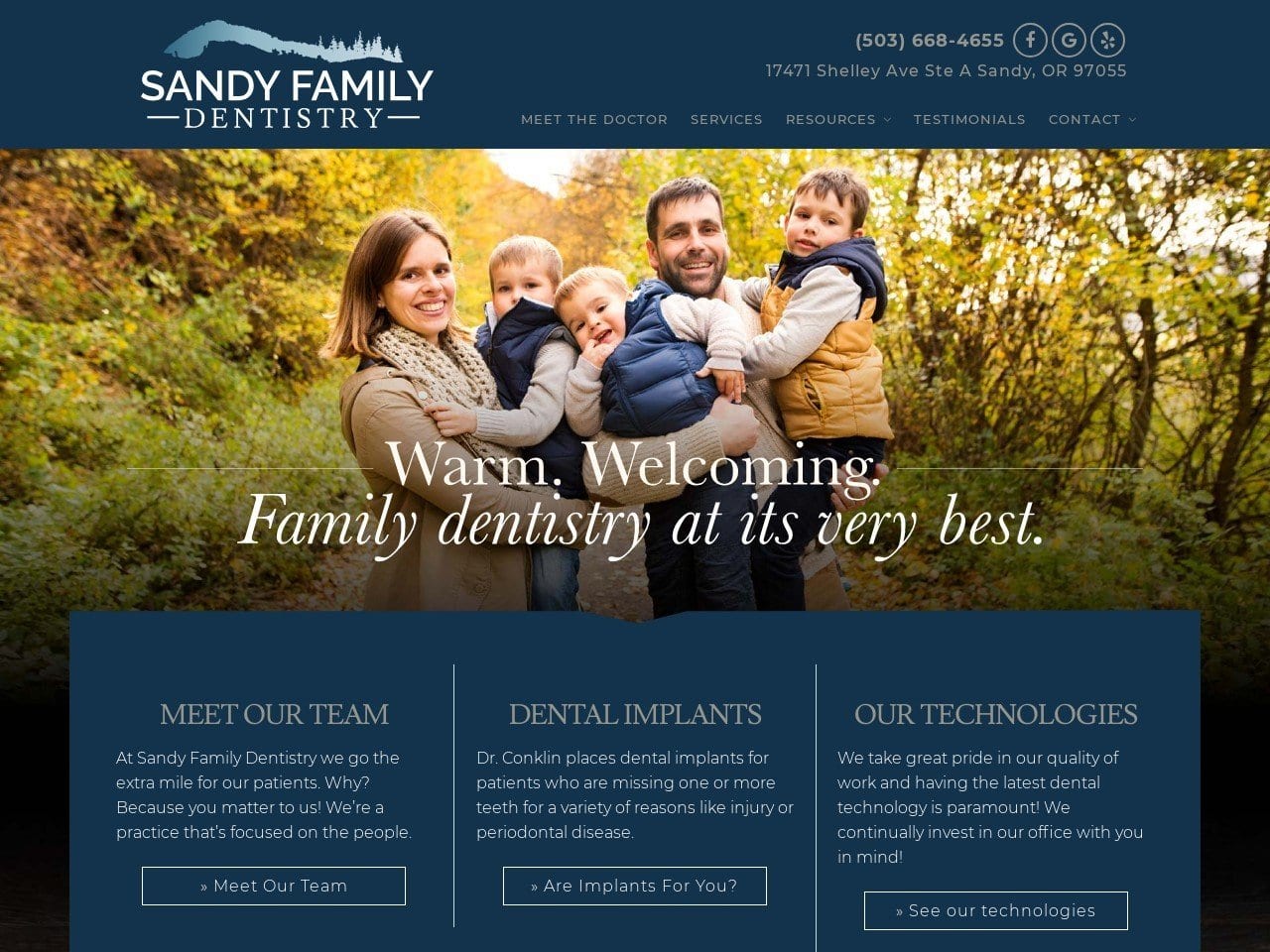 Sandyoregon Dentist Website Screenshot from sandyoregondentist.com