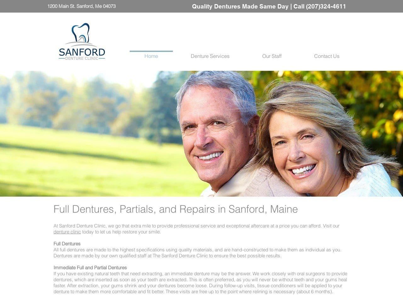Sanford Denture Clinic LLC Website Screenshot from sanforddentureclinic.com