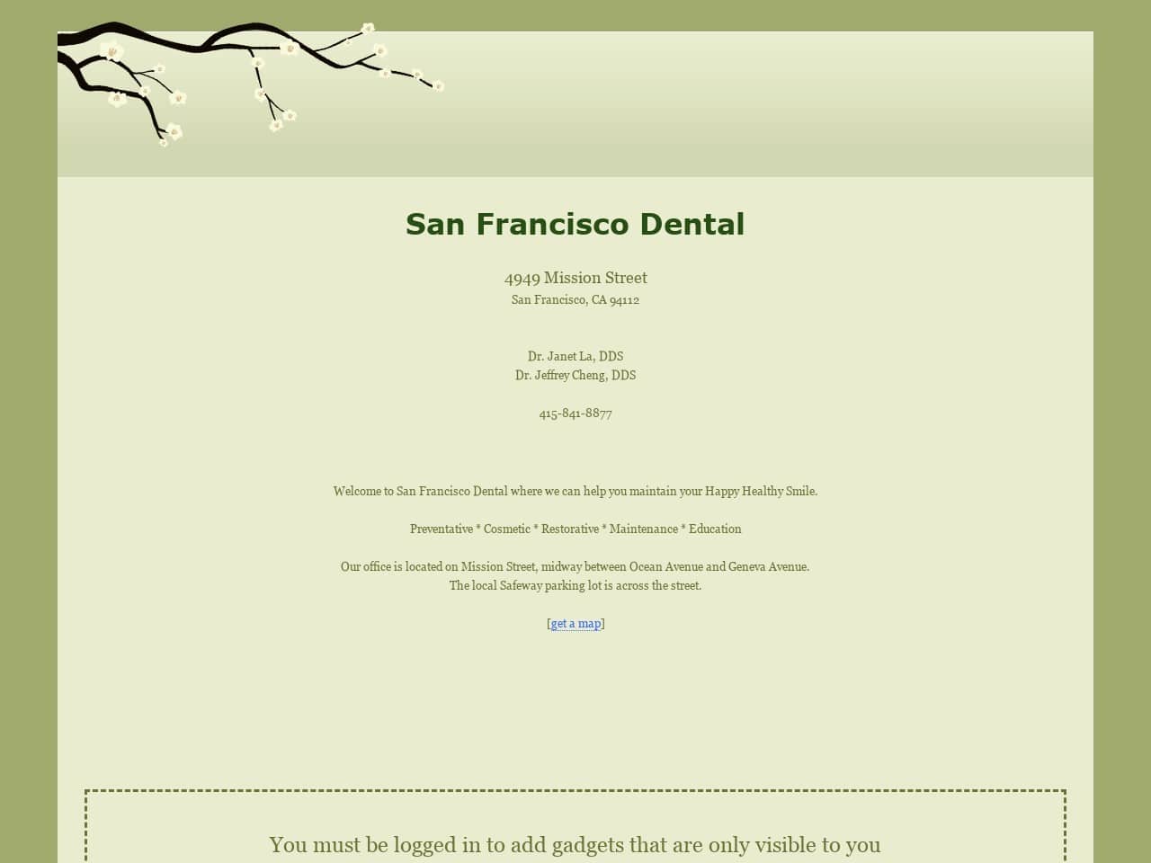 Sanfrancisco Dental Online Website Screenshot from sanfranciscodentalonline.com