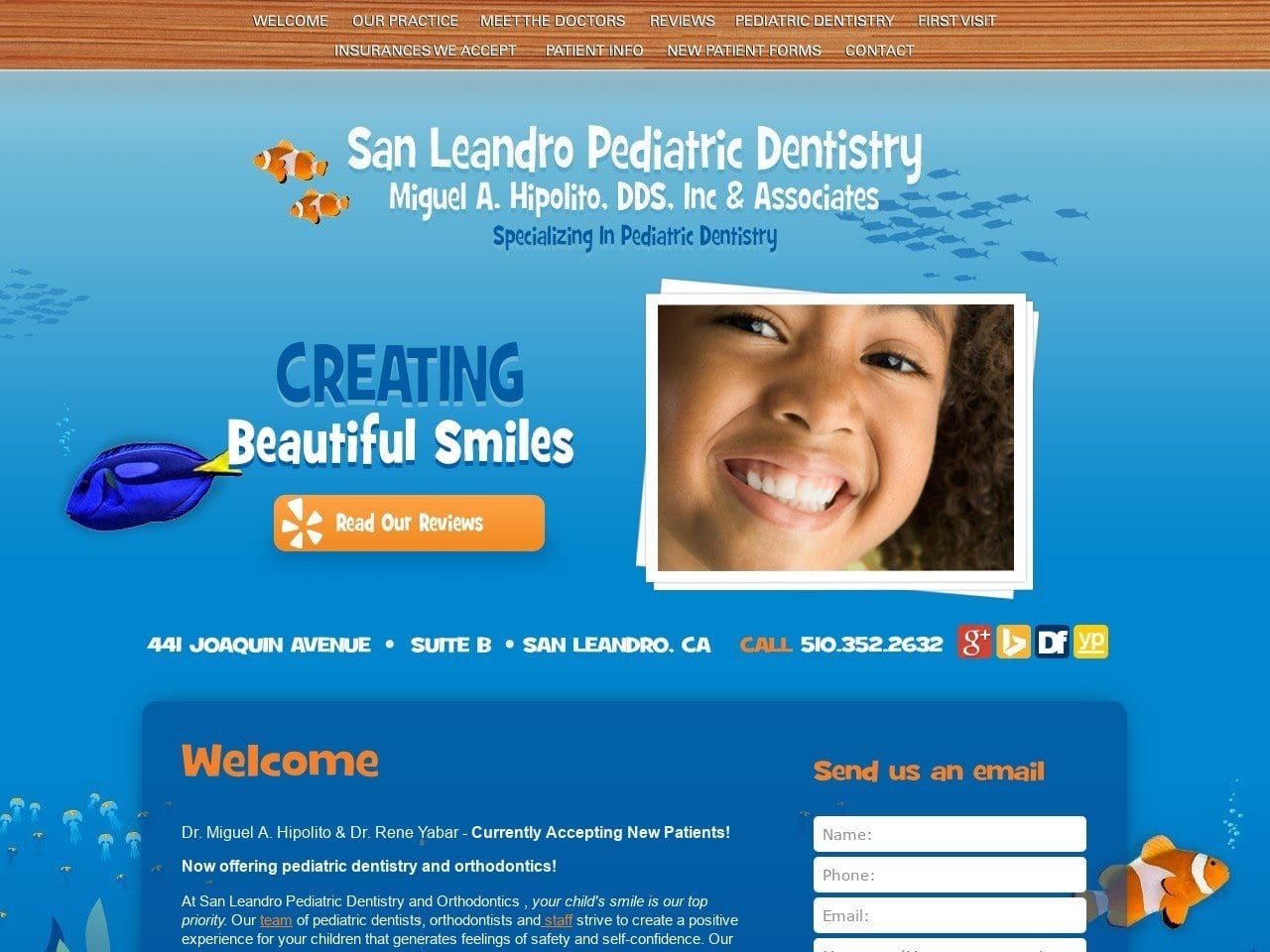 San Leandro Pediatric Dentistry Website Screenshot from sanleandropediatricdentistry.com