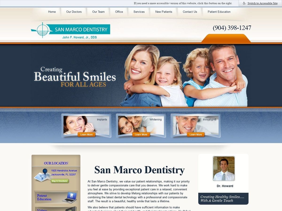 San Marco Dentistry Website Screenshot from sanmarcodentistry.com