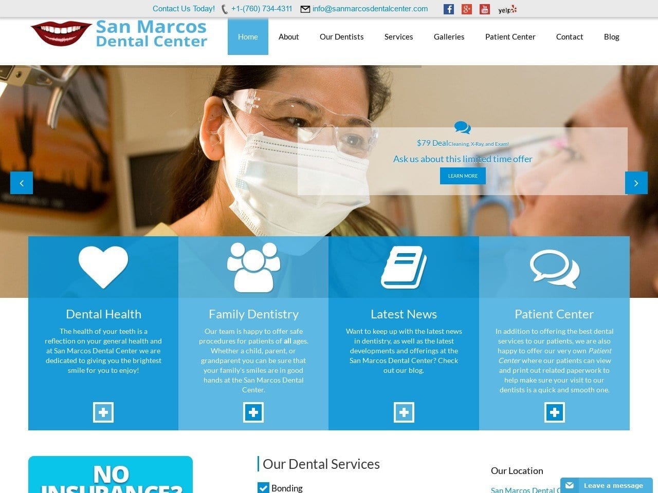 San Marcos Dental Center Website Screenshot from sanmarcosdentalcenter.com