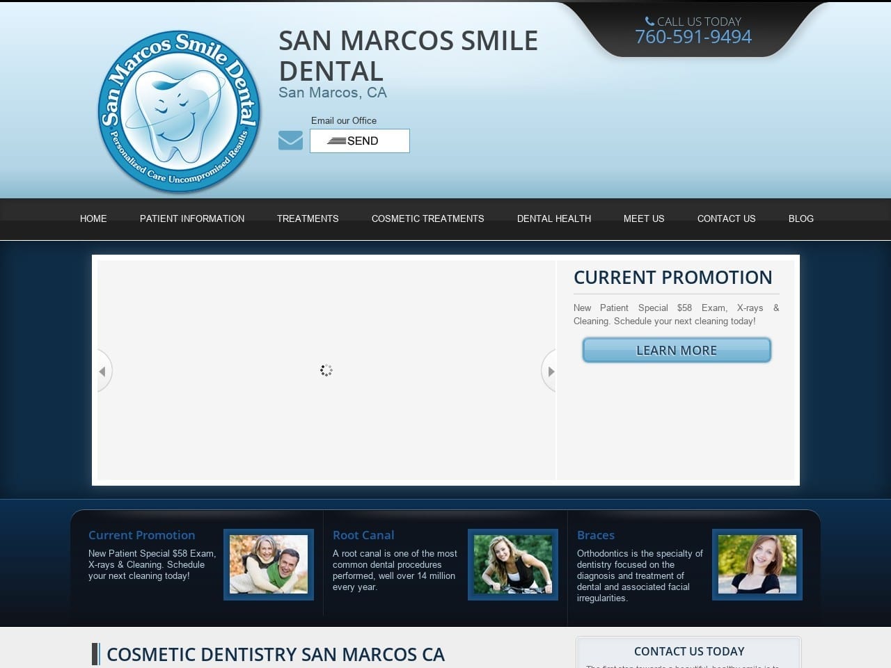 Sanmarcos Smile Website Screenshot from sanmarcossmile.com