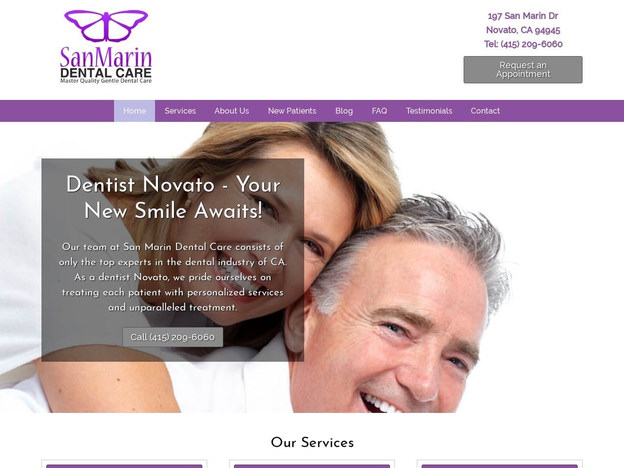 San Marin Dental Care Website Screenshot from sanmarindental.com