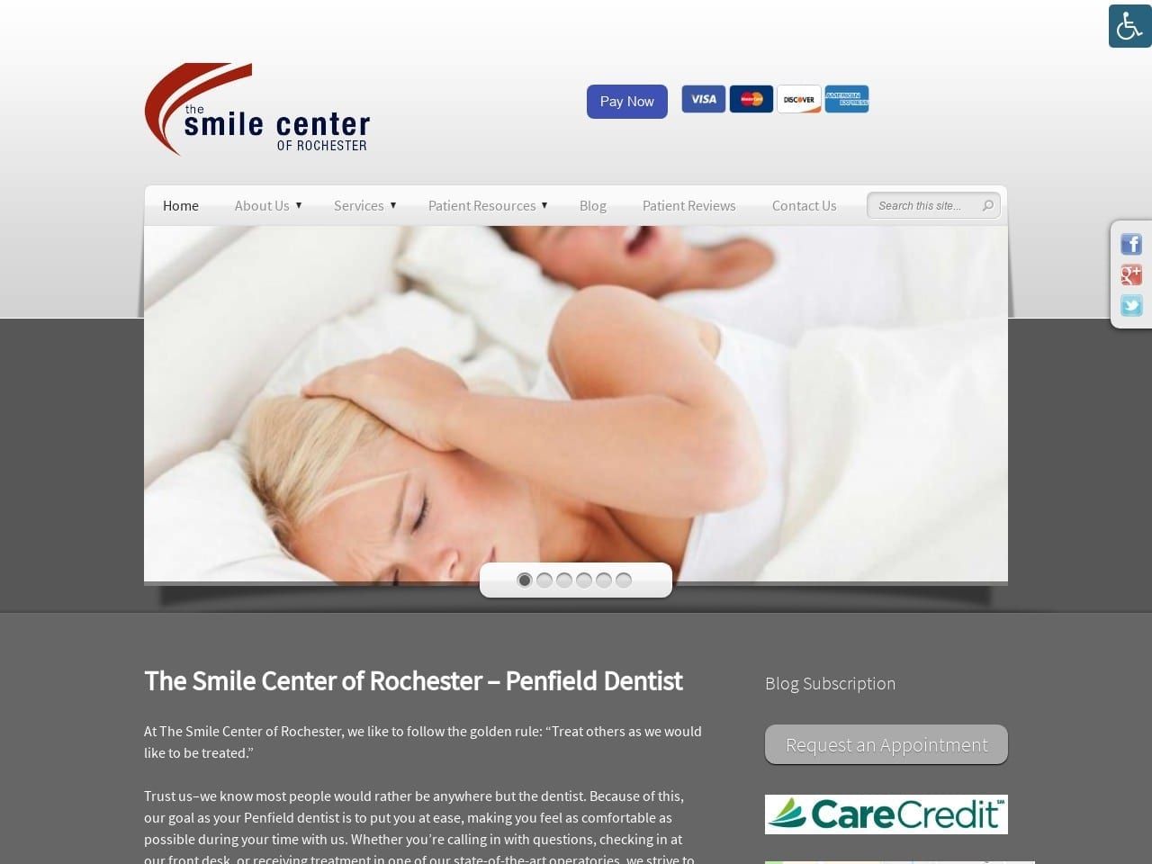 The Smile Center of Rochester Website Screenshot from sanondds.com