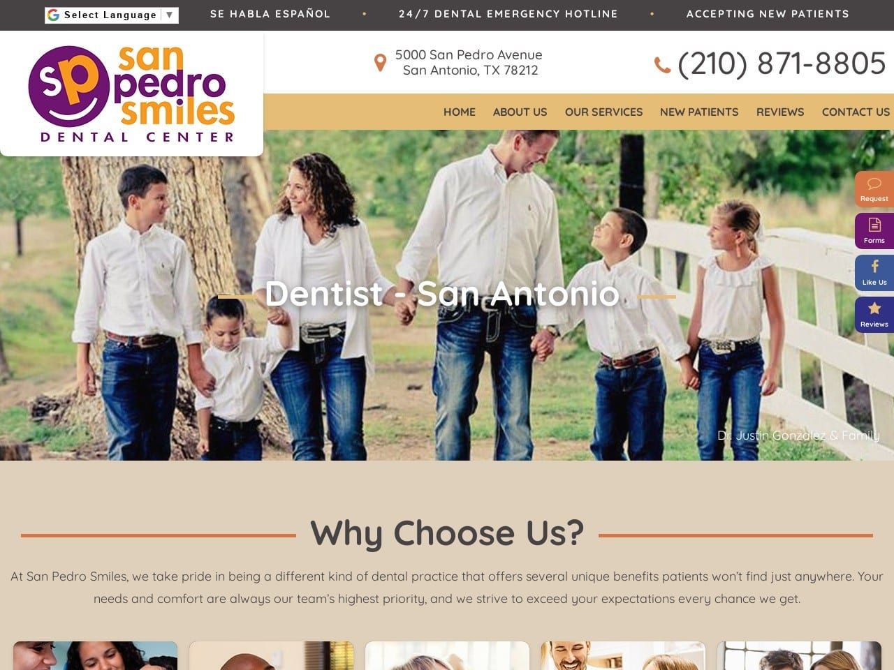 San Pedro Smiles Dental Center Website Screenshot from sanpedrosmiles.com
