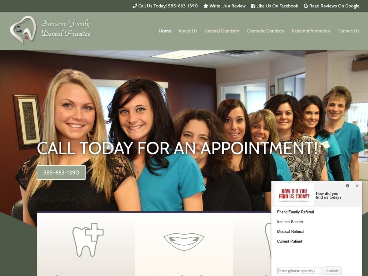 Sansone Family Dental Practice LLP Website Screenshot from sansonefamilydental.com