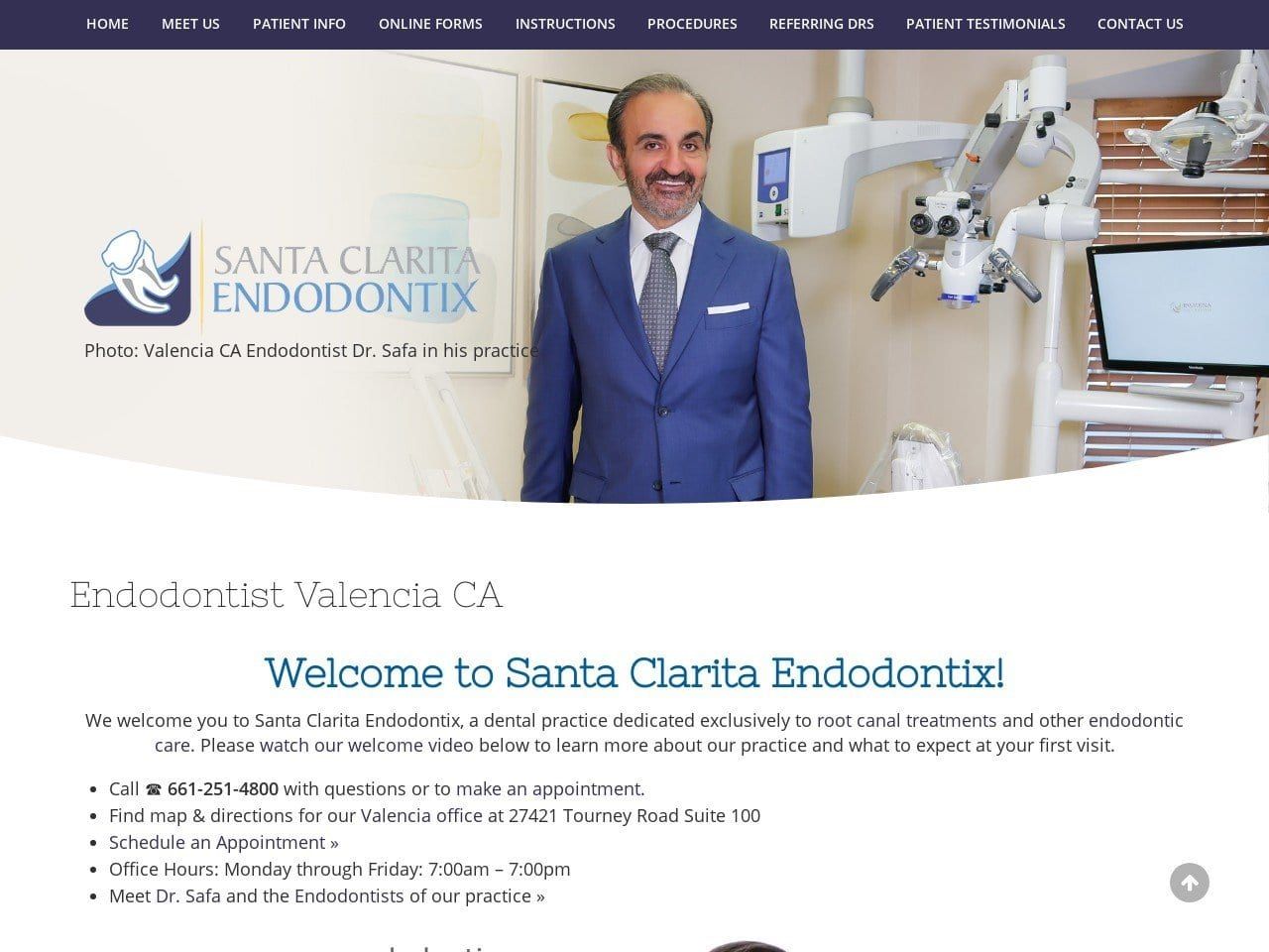 Santa Clarita Endodontix Website Screenshot from santaclaritaendodontix.com