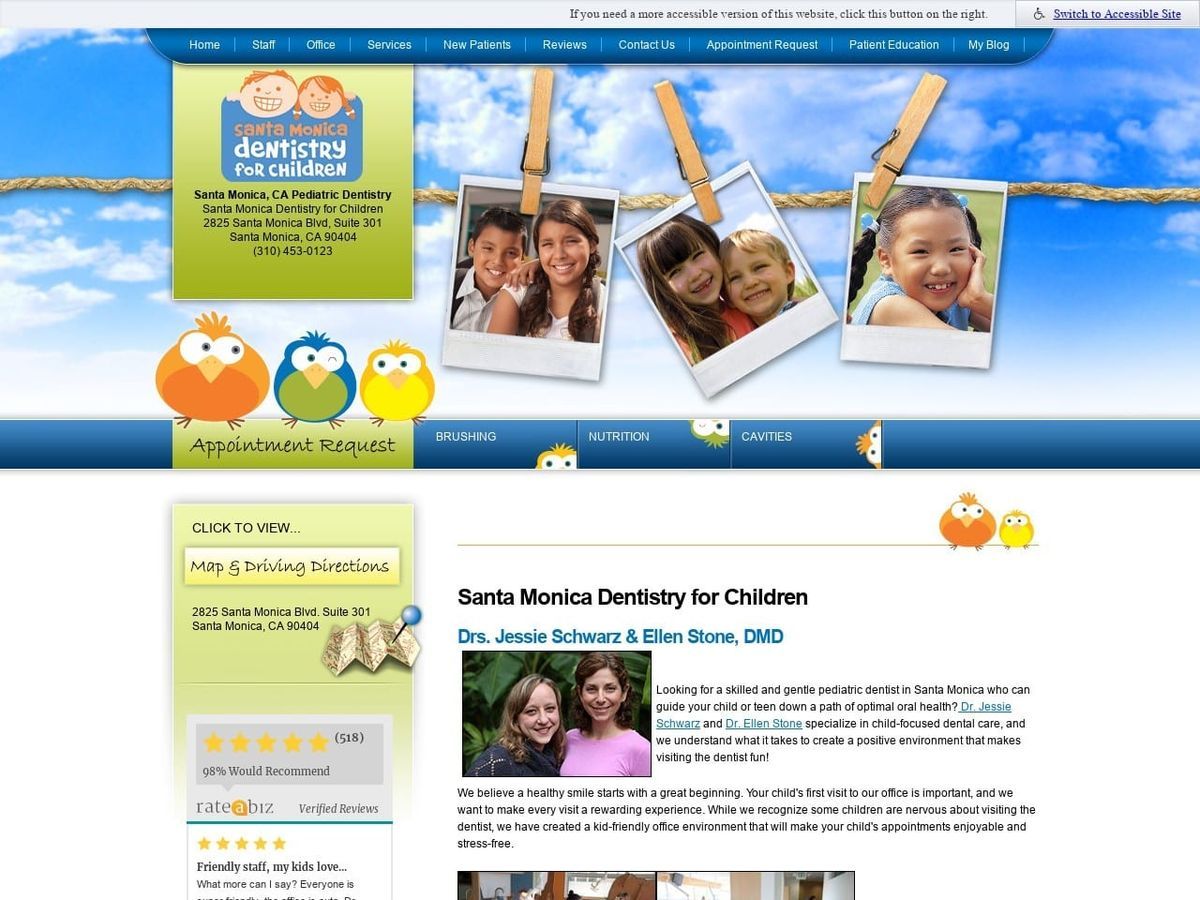 Santa Monica Dentist Website Screenshot from santamonicadentistryforchildren.com