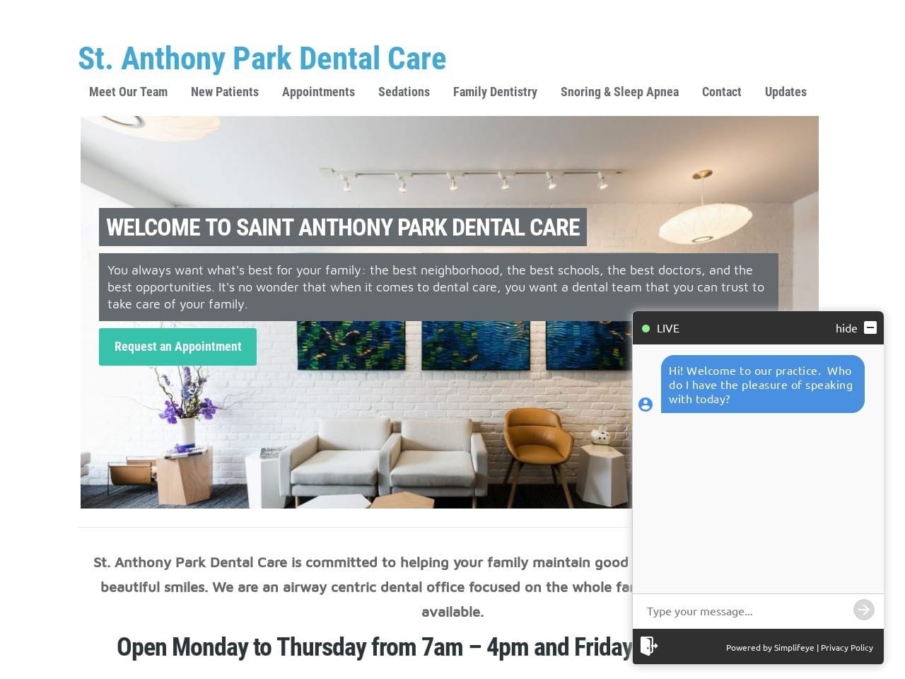 St Anthony Park Dental Care Darling Sally DDS Website Screenshot from sapdentalcare.com