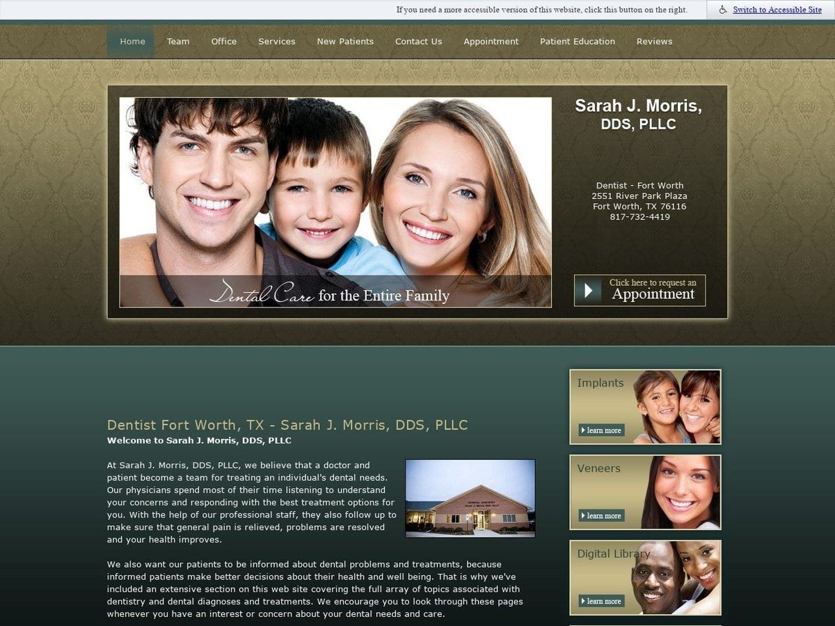 Morris Sarah J DDS Website Screenshot from sarahmorrisdds.com