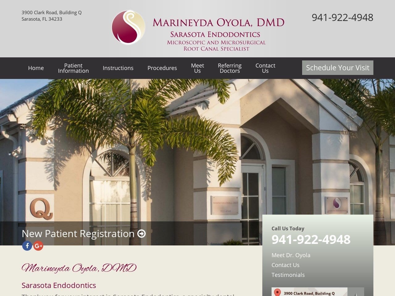 Marineyda Oyola D.M.D. Website Screenshot from sarasotaendodontics.com