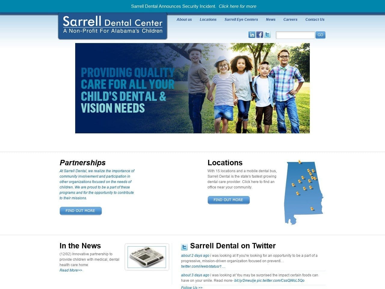 Sarrell Dental Center Website Screenshot from sarrelldental.org