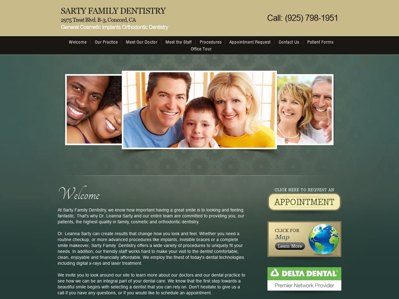 Sarty Family Dentist Website Screenshot from sarty.net