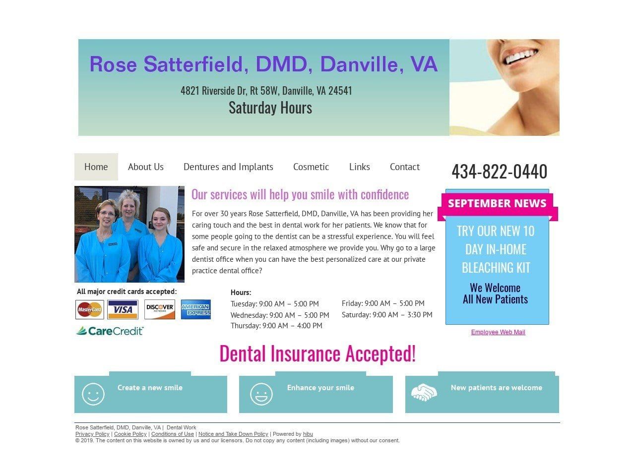 Rose Satterfield DMD PLLC Website Screenshot from satterfielddental.com