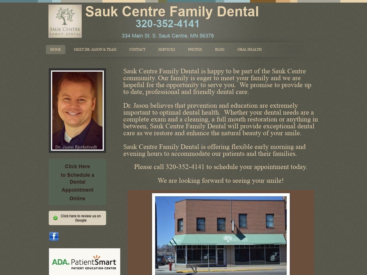 Sauk Centre Family Dental Website Screenshot from saukcentrefamilydental.com