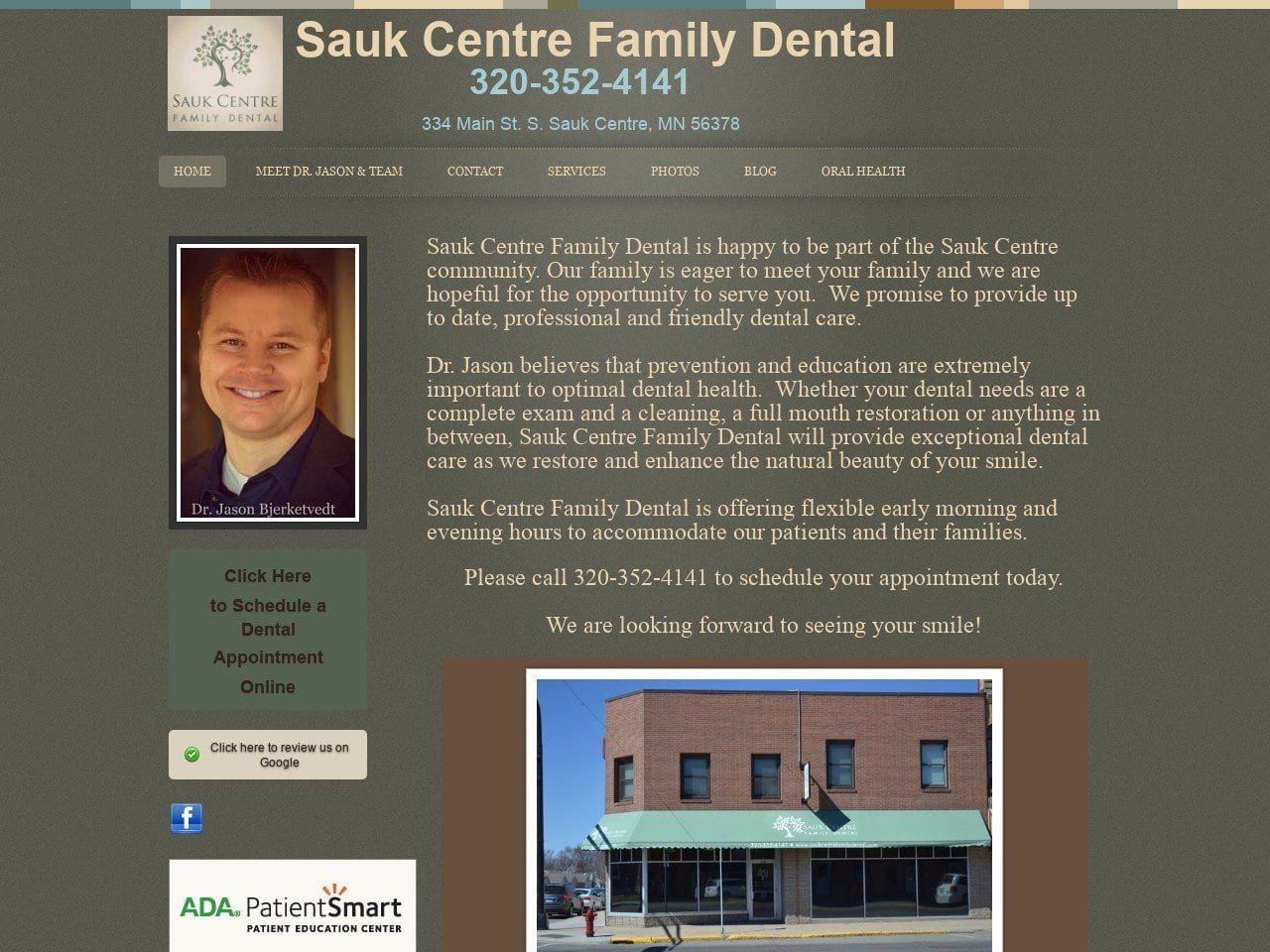 Sauk Centre Family Dental Website Screenshot from saukcentrefamilydental.com