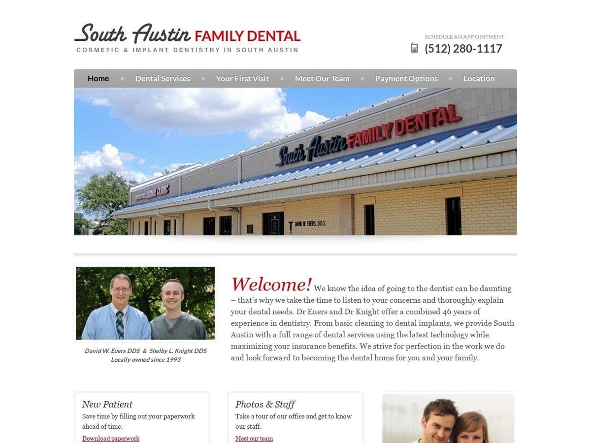 David W. Euers DDS Website Screenshot from saustindentist.com