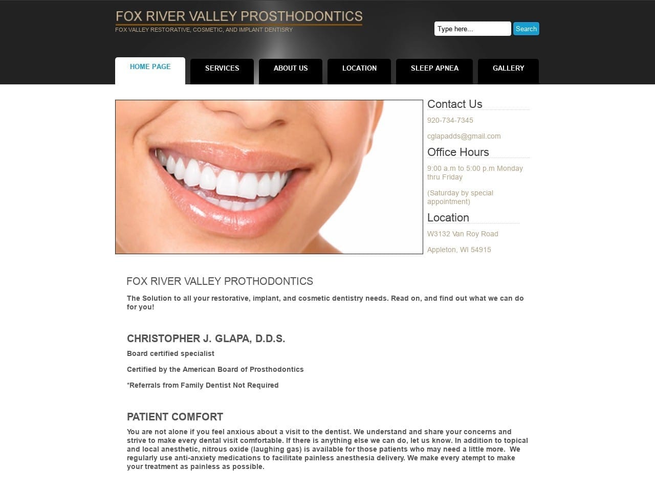 Fox River Valley Prosthodontics Website Screenshot from saveoursmile.com