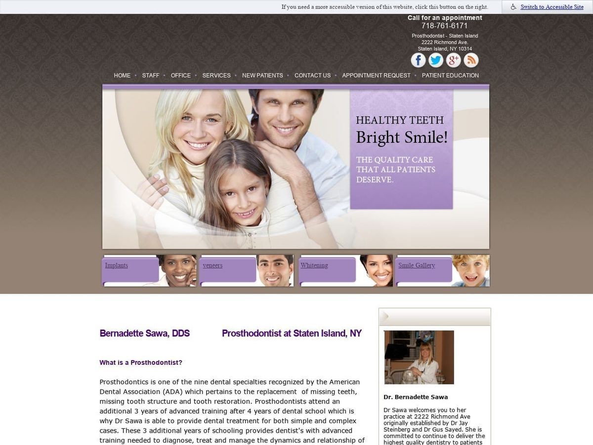 Bernadette Sawa DDS Website Screenshot from sawadds.com