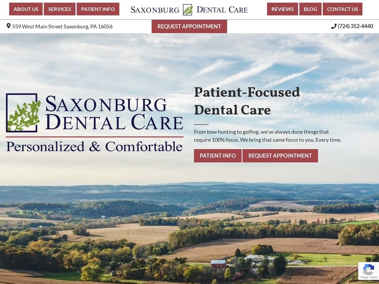 Saxonburg Dental Care Website Screenshot from saxonburgdentalcare.com