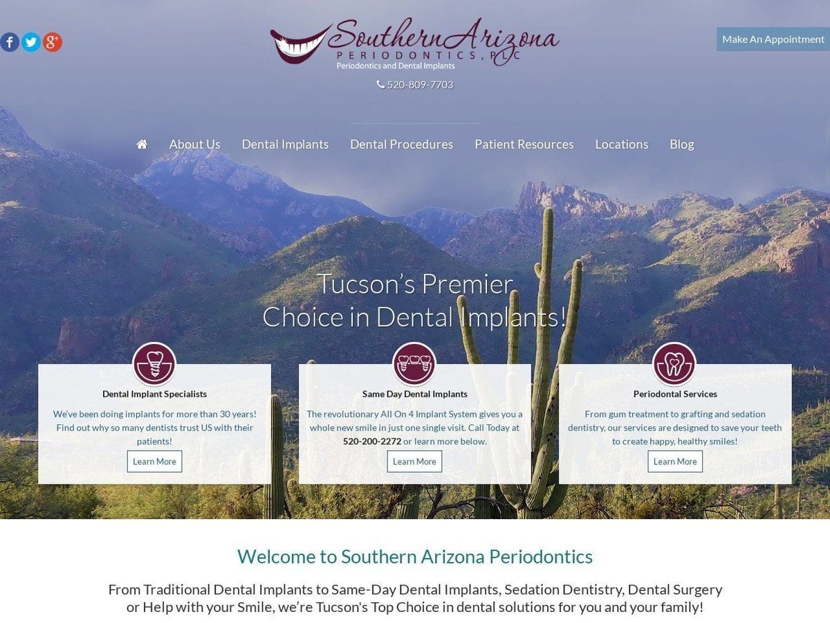 Southern Az Periodontics PLC Website Screenshot from sazperio.com