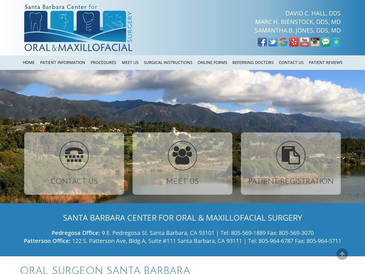 Center For Corrective Jaw Surgery Hall David C DDS Website Screenshot from sboralsurgery.com