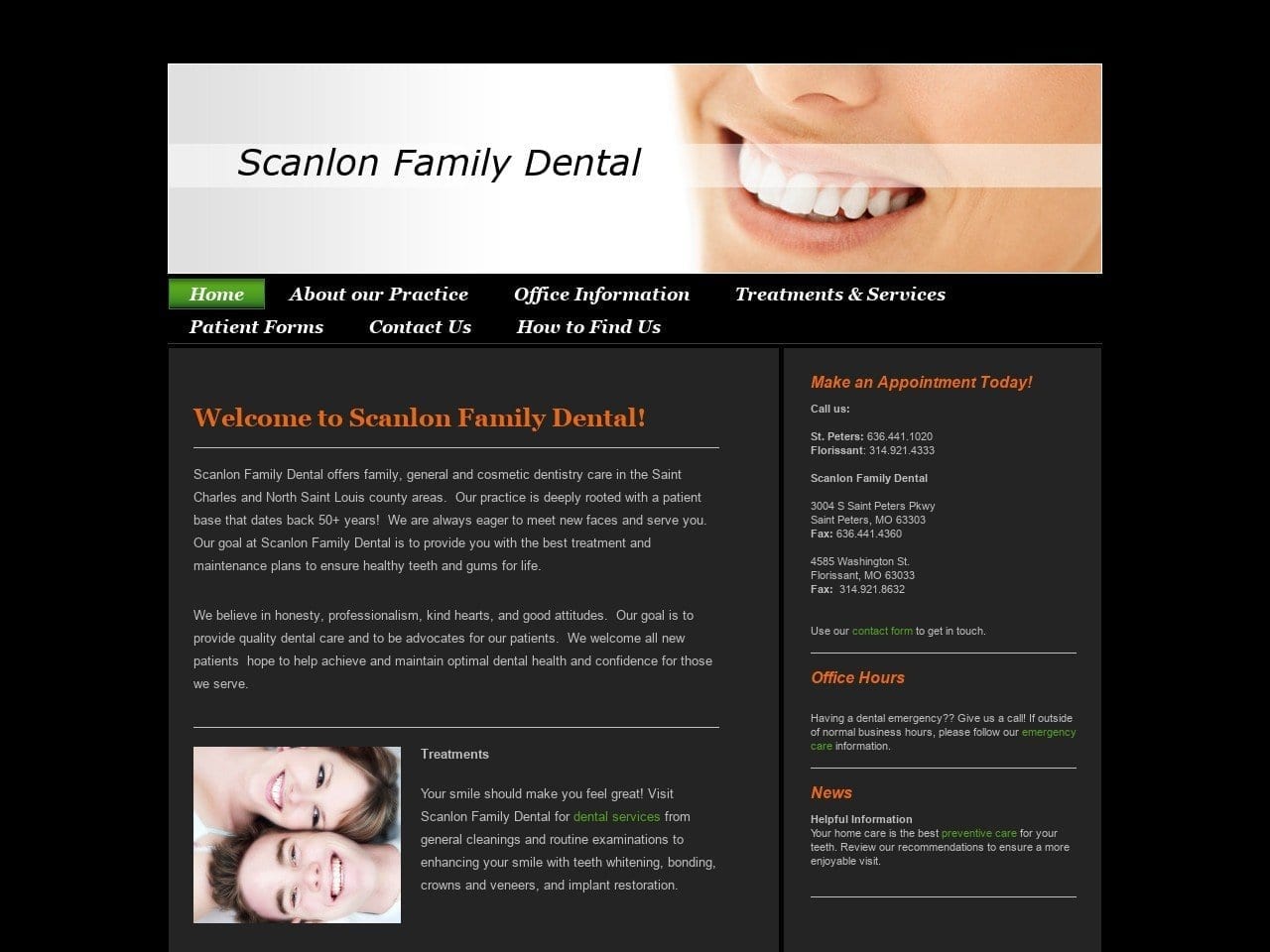 Cavanaugh & Scanlon Website Screenshot from scanlondental.com