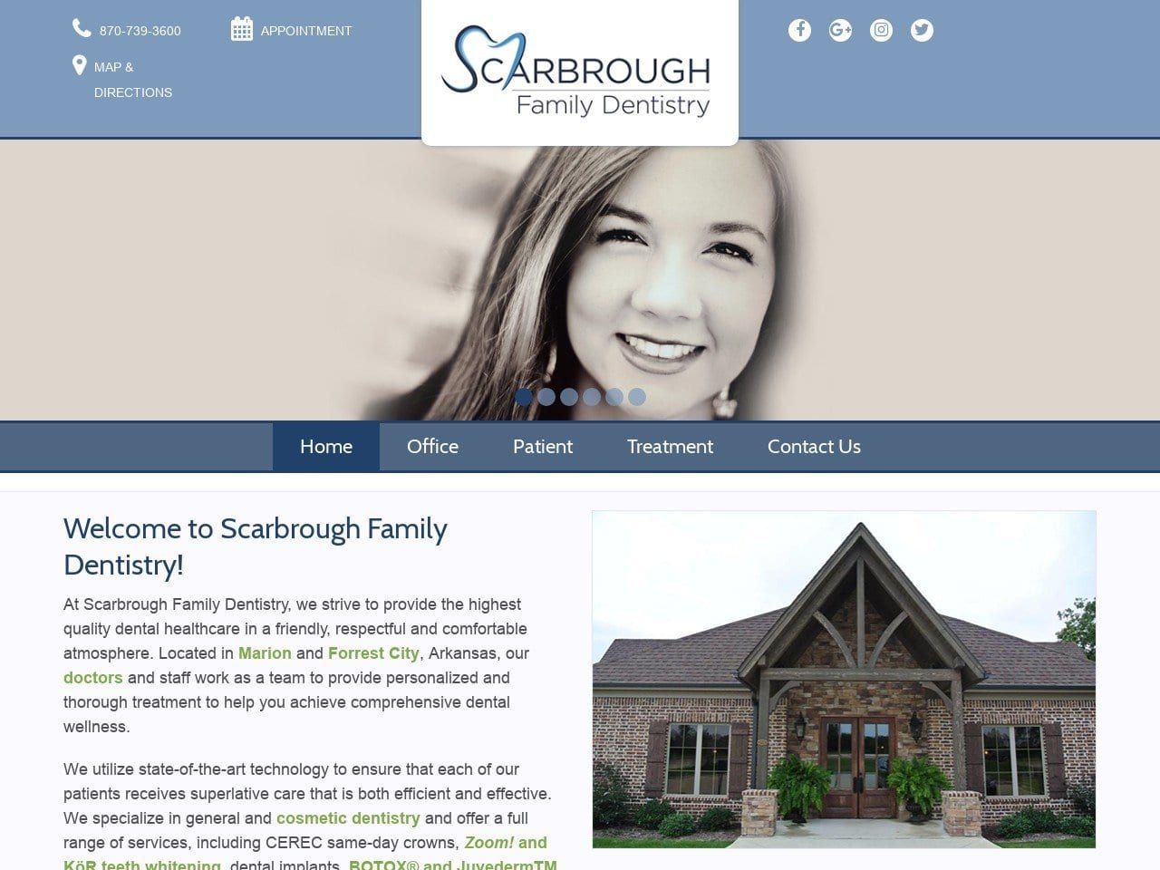 Scarbrough Family Dentist Website Screenshot from scarbroughfamilydds.com