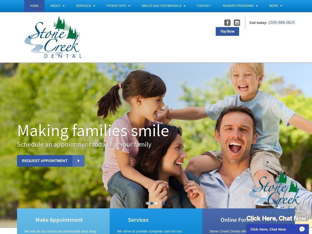 Stone Creek Dental Website Screenshot from scdsmiles.com