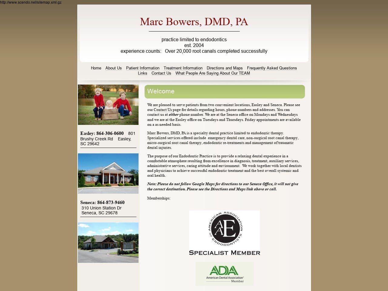 Bowers Marc DMD PA Website Screenshot from scendo.net
