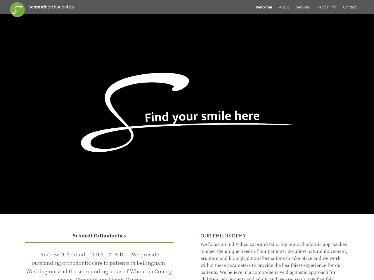 Schmidt Orthodontics Website Screenshot from schmidtortho.net