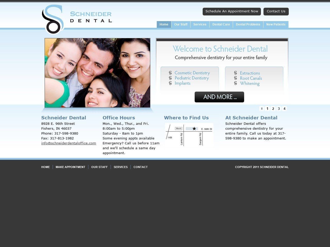 Schneider Dental Website Screenshot from schneiderdentaloffice.com