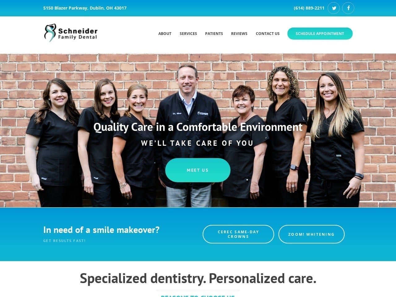 Schneider Family Dental Website Screenshot from schneiderfamilydental.com